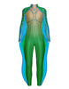 Sea Creature LS Tneck Zipper Back Unitard with Fins