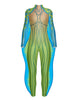 Sea Creature LS Tneck Zipper Back Unitard with Fins