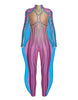 Sea Creature LS Tneck Zipper Back Unitard with Fins