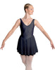 Solid Lycra and Chiffon V Neck Bodice Dress