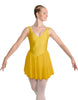 Solid Lycra and Chiffon V Neck Bodice Dress