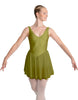 Solid Lycra and Chiffon V Neck Bodice Dress