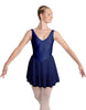Solid Lycra and Chiffon V Neck Bodice Dress