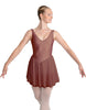 Solid Lycra and Chiffon V Neck Bodice Dress