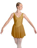Solid Lycra and Chiffon V Neck Bodice Dress