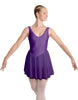 Solid Lycra and Chiffon V Neck Bodice Dress