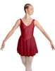 Solid Lycra and Chiffon V Neck Bodice Dress
