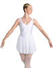 Solid Lycra and Chiffon V Neck Bodice Dress