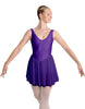 Solid Lycra and Chiffon V Neck Bodice Dress