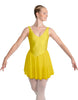 Solid Lycra and Chiffon V Neck Bodice Dress