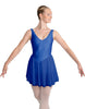 Solid Lycra and Chiffon V Neck Bodice Dress