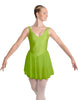 Solid Lycra and Chiffon V Neck Bodice Dress