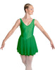 Solid Lycra and Chiffon V Neck Bodice Dress