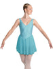 Solid Lycra and Chiffon V Neck Bodice Dress
