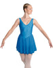 Solid Lycra and Chiffon V Neck Bodice Dress
