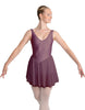 Solid Lycra and Chiffon V Neck Bodice Dress