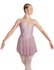 Solid Lycra and Chiffon V Neck Bodice Dress