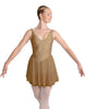 Solid Lycra and Chiffon V Neck Bodice Dress