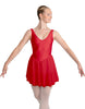 Solid Lycra and Chiffon V Neck Bodice Dress