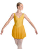 Solid Lycra and Chiffon V Neck Bodice Dress