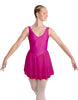 Solid Lycra and Chiffon V Neck Bodice Dress