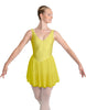 Solid Lycra and Chiffon V Neck Bodice Dress