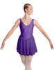 Solid Lycra and Chiffon V Neck Bodice Dress