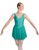 Solid Lycra and Chiffon V Neck Bodice Dress