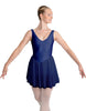 Solid Lycra and Chiffon V Neck Bodice Dress