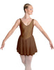 Solid Lycra and Chiffon V Neck Bodice Dress