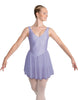 Solid Lycra and Chiffon V Neck Bodice Dress