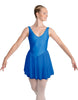 Solid Lycra and Chiffon V Neck Bodice Dress