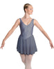 Solid Lycra and Chiffon V Neck Bodice Dress