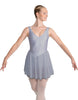Solid Lycra and Chiffon V Neck Bodice Dress