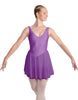 Solid Lycra and Chiffon V Neck Bodice Dress