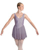 Solid Lycra and Chiffon V Neck Bodice Dress