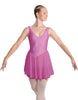 Solid Lycra and Chiffon V Neck Bodice Dress