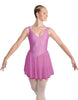 Solid Lycra and Chiffon V Neck Bodice Dress