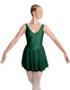 Solid Lycra and Chiffon V Neck Bodice Dress