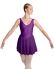 Solid Lycra and Chiffon V Neck Bodice Dress