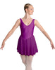 Solid Lycra and Chiffon V Neck Bodice Dress