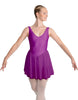 Solid Lycra and Chiffon V Neck Bodice Dress