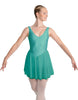Solid Lycra and Chiffon V Neck Bodice Dress