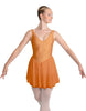 Solid Lycra and Chiffon V Neck Bodice Dress