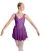 Solid Lycra and Chiffon V Neck Bodice Dress