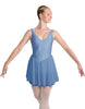 Solid Lycra and Chiffon V Neck Bodice Dress