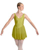 Solid Lycra and Chiffon V Neck Bodice Dress