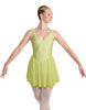 Solid Lycra and Chiffon V Neck Bodice Dress