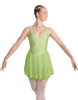 Solid Lycra and Chiffon V Neck Bodice Dress