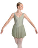 Solid Lycra and Chiffon V Neck Bodice Dress